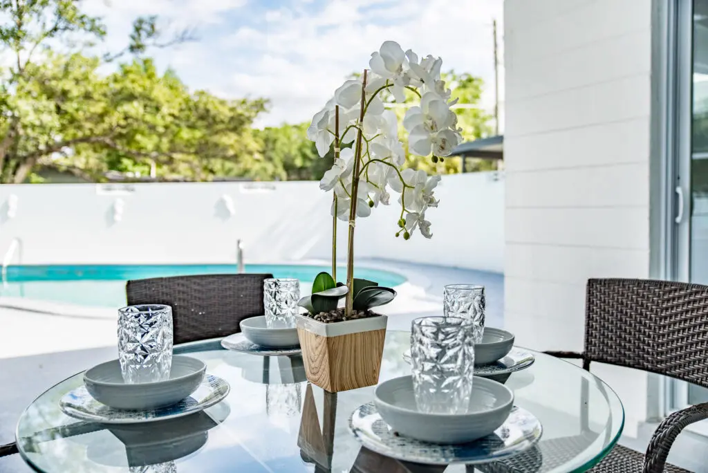 Bistro table on the patio