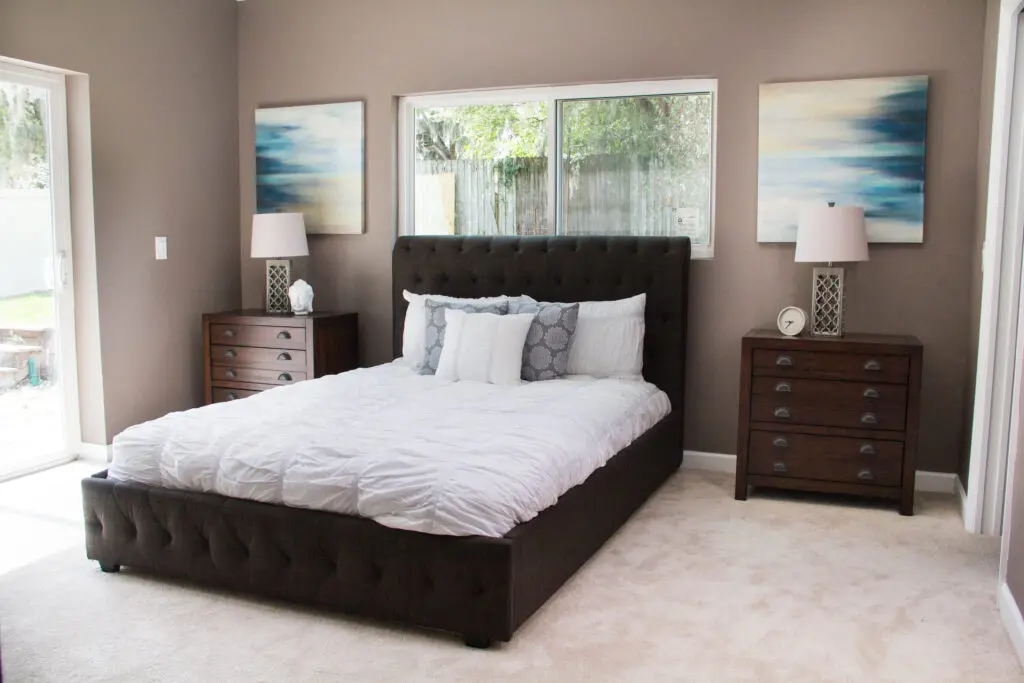 Master bedroom in the Delaney Park house from Zombie House Flipping season two episode two