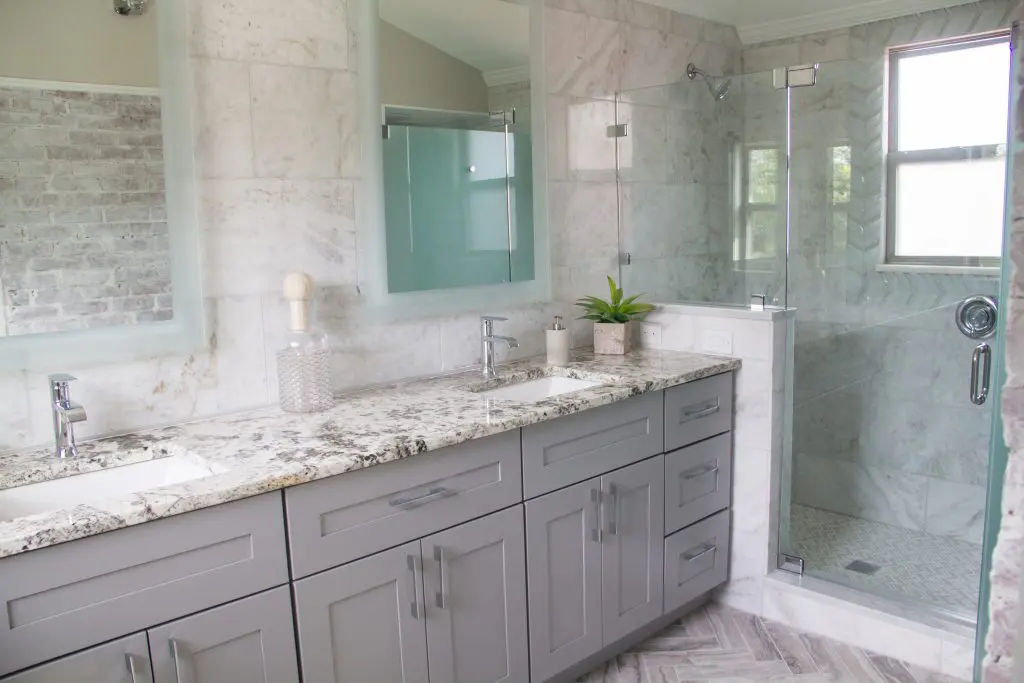 Master bathroom in the house featured on Zombie House Flipping season two episode thirteen