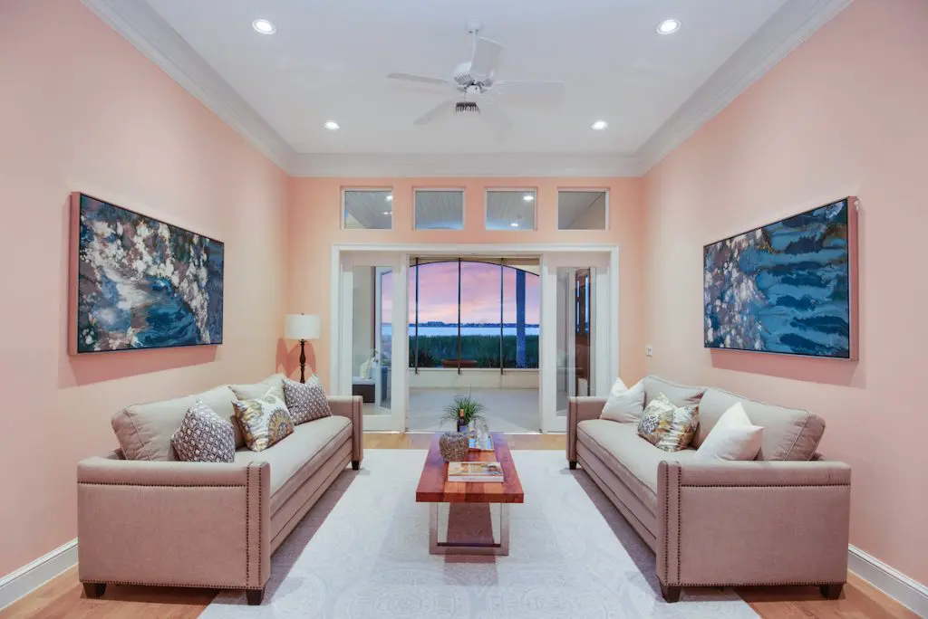 paint coral gold living room